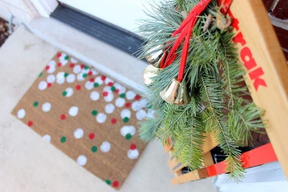 This polkadot door mat is great for the holidays.