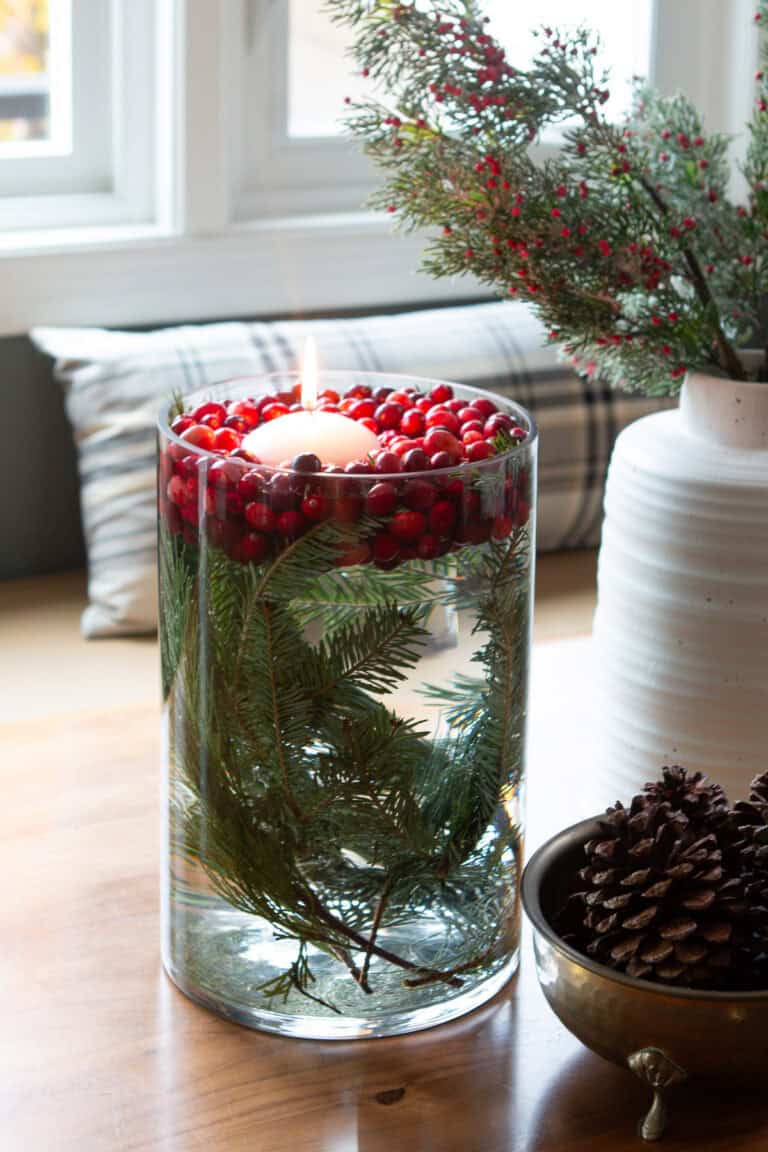 how to make a cranberry christmas centerpiece for your holiday table