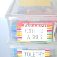 Labels on every box help you find medicines or toiletries quicker.