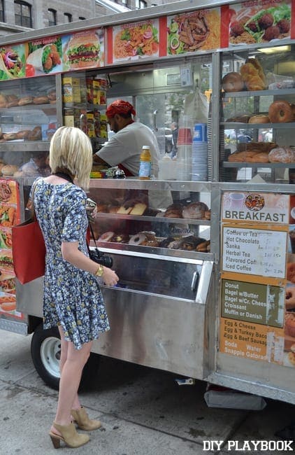 Bridget grabs a bite at a NYC food truck.