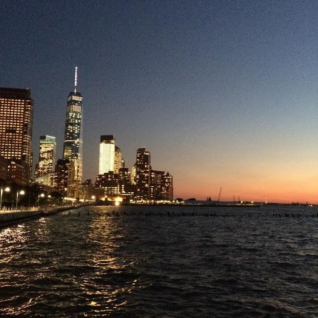 The NYC skyline at night is a beautiful view.
