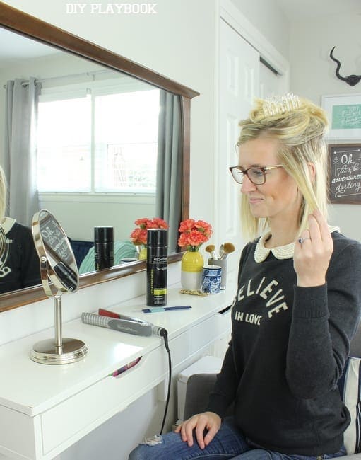 Start with the bottom layers as you curl your hair