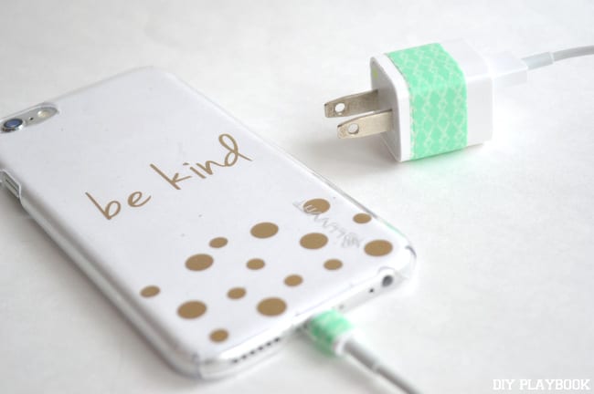 Use tape to customize and color code your phone chargers so they stay in the right spot.