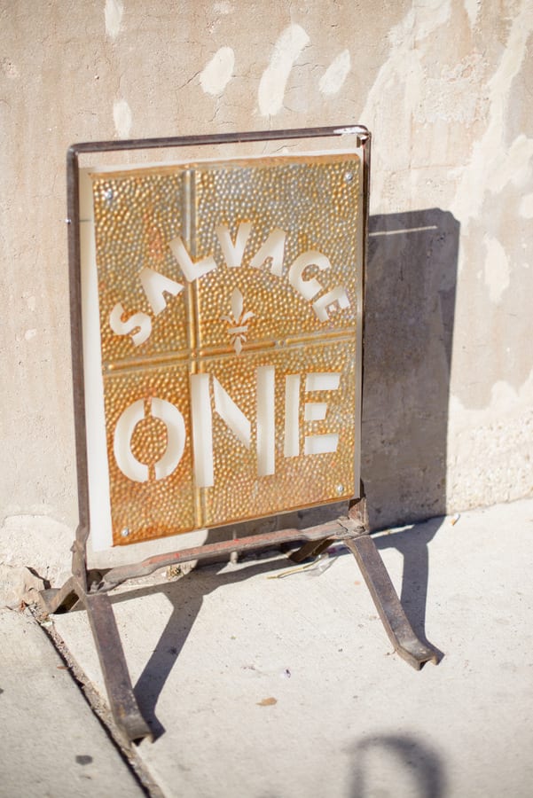 This Salvage One Antique sign is cute in front of the venue.