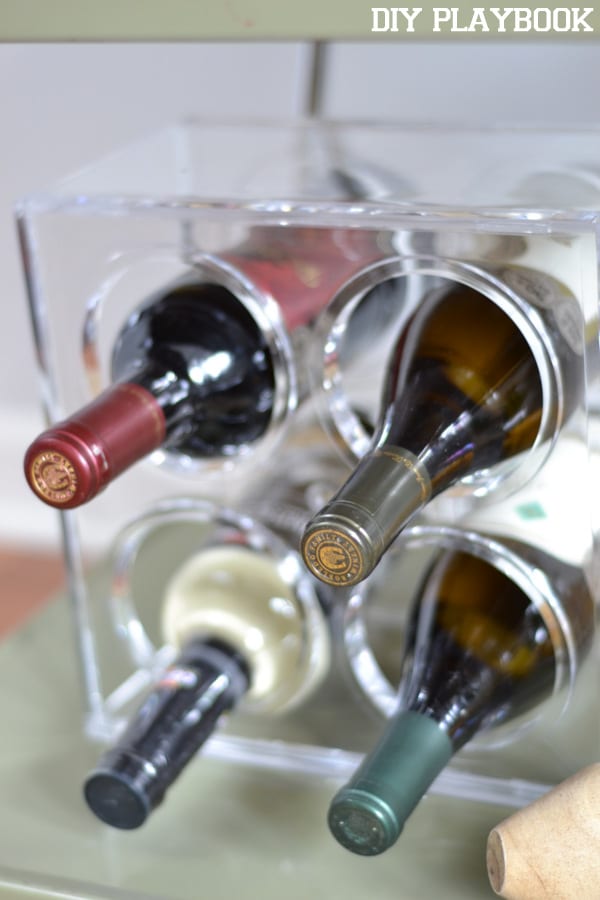 Here's a new bar cart accessory - this wine rack I got from Target!
