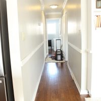 Board and Batten Hallway Progress: Here's the very beginning of this project when the hallway is basically completely unfinished.
