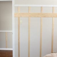 These wood pieces make up the board and batten wall.