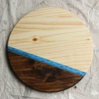 Paint each section one at a time. THis section was painted with a wood stain.