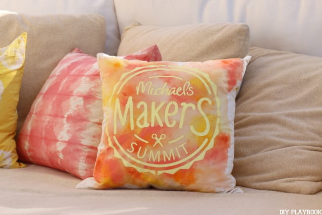 This DIY pillow is cute and colorful on the couch.