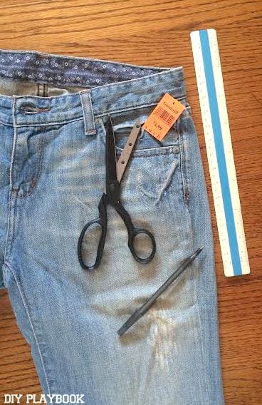 Grab your tools for your DIY jean shorts.