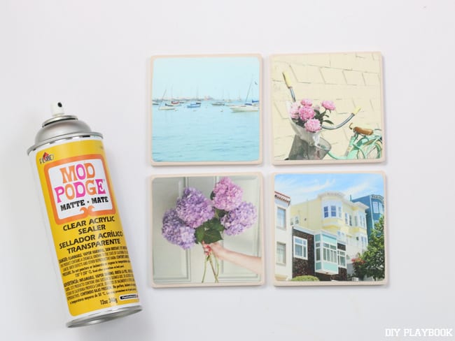 Spray the coaster with a sealer to make the photo seal and last!
