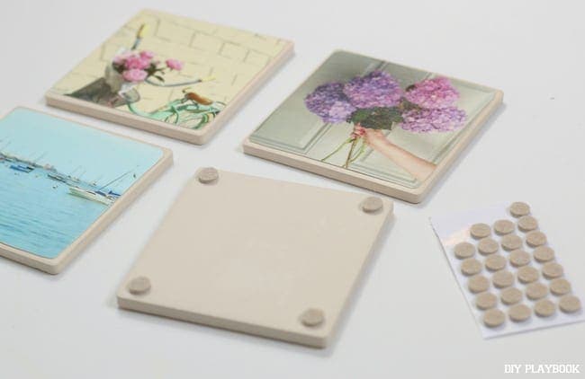 Add felt pads to the bottom of the coaster to make them slip resistant.