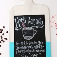 DIY Chalkboard sign with a hot cocoa recipe.