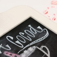 DIY Chalkboard sign with hot cocoa recipe.