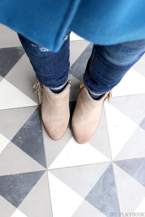 geometric tile floor at the pier