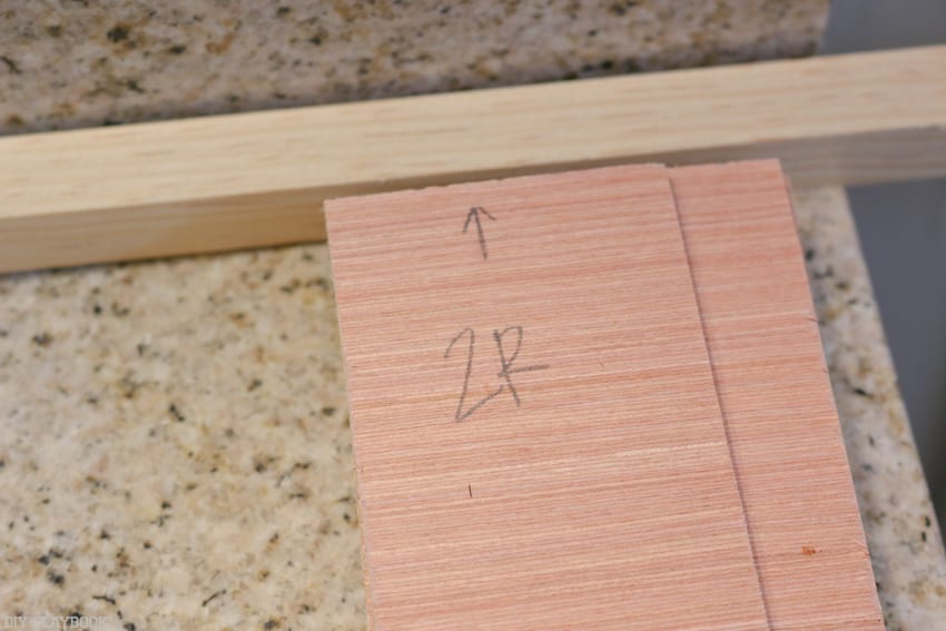 Cut your shiplap to size and label it to keep everything organized and accurate.