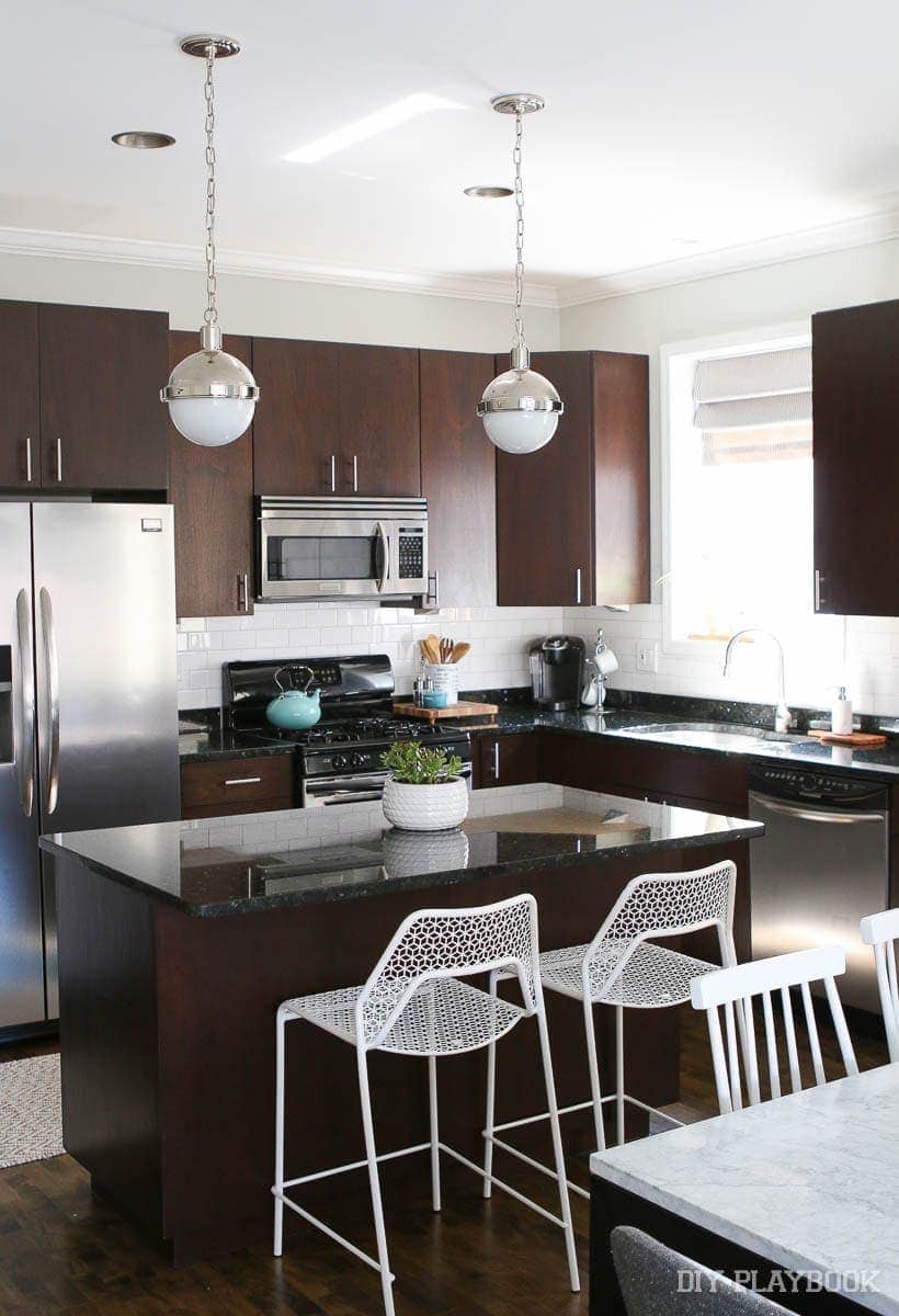 renovated kitchen with new cabinets and counter tops
