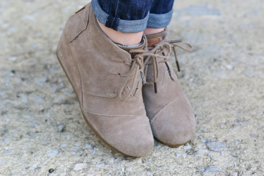 TOMS booties look great with jeans!