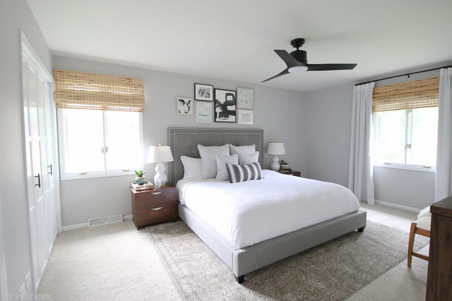 Painting wood trim white to upgrade a master bedroom