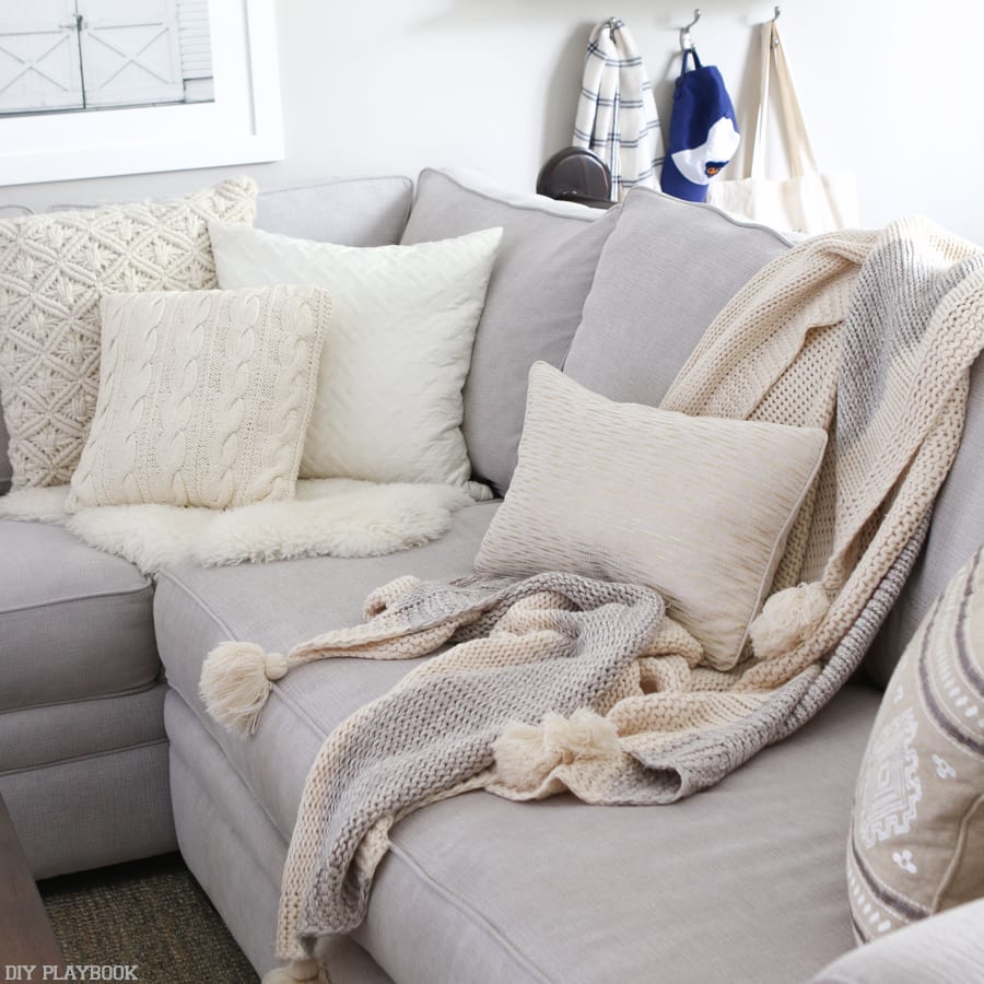 Bridget typically goes the neutral route- creams, tans and warm grays