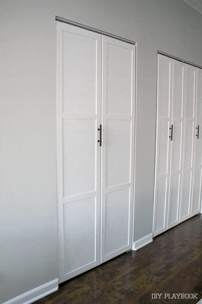 It matches and hides the laundry room: DIY Door Installation for Our Laundry Room | DIY Playbook