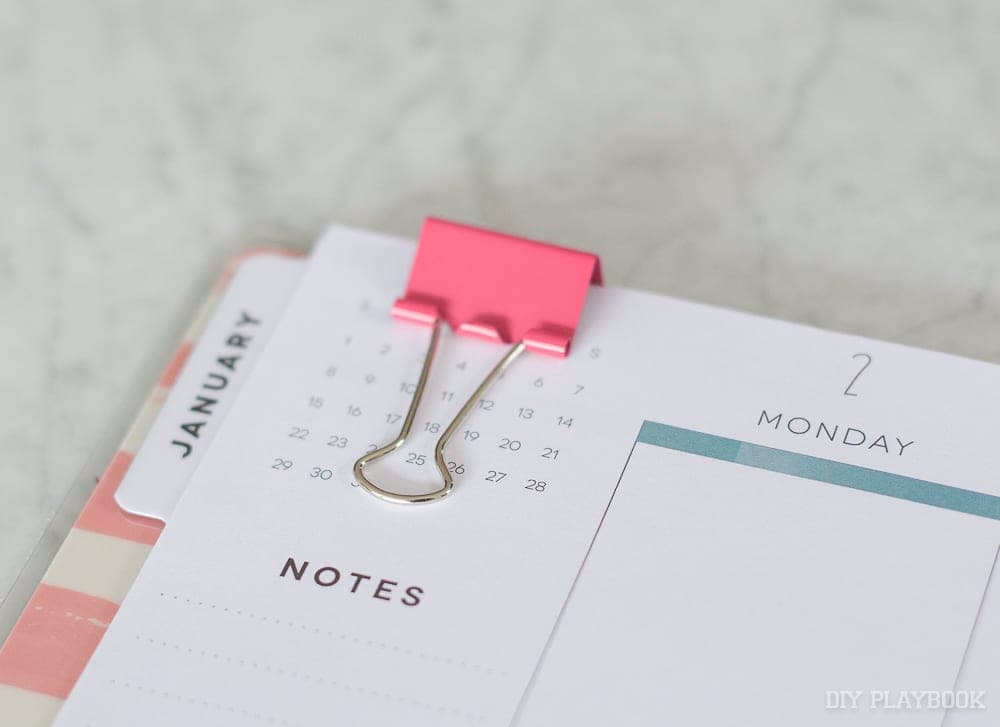 Binder clips throughout the planner will help you all year
