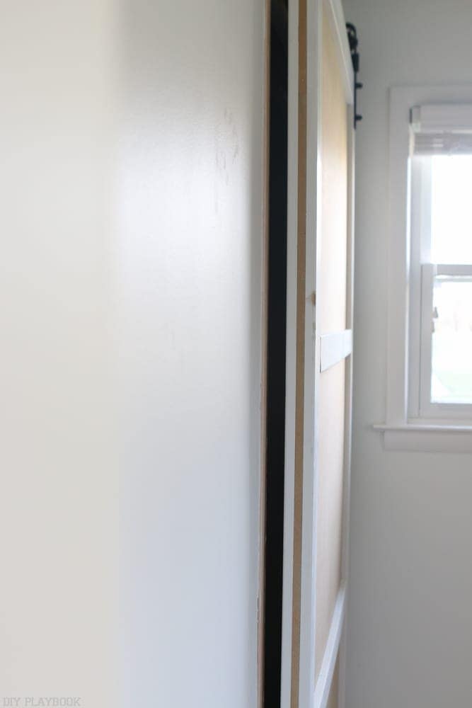 A side view of the hung door