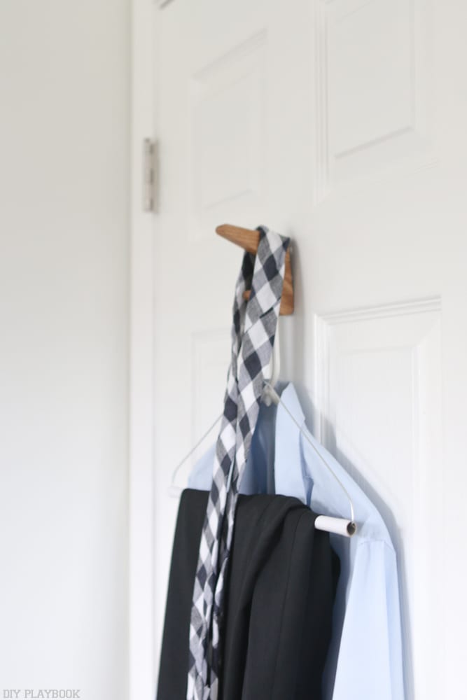 door with wooden hook to replace an over the door hook