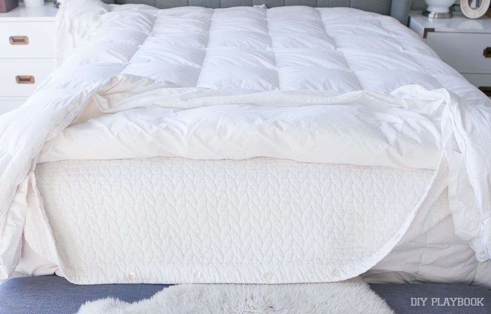 Flip the duvet inside out once all the corners are tied