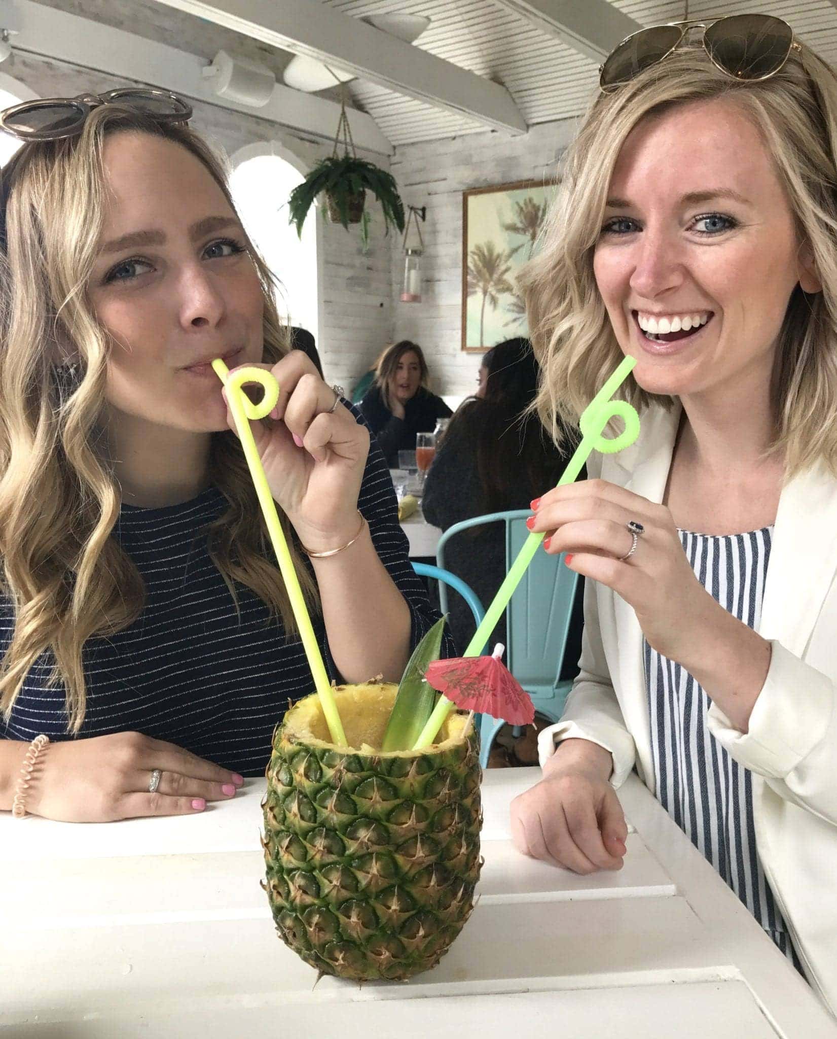 Bridget and Casey enjoy a birthday cocktail.