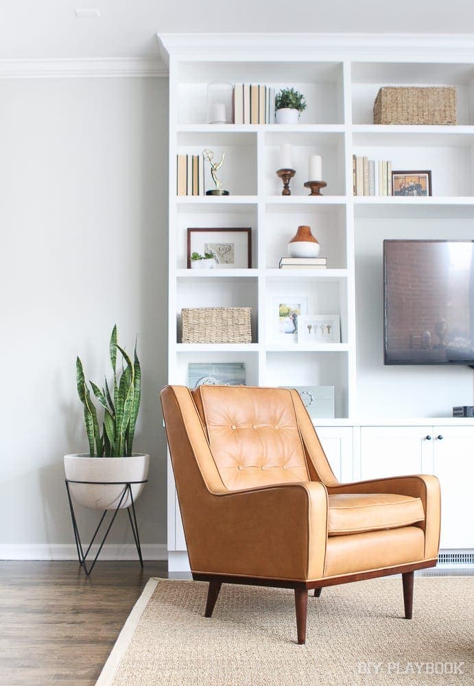 Our New Cognac Leather Chair in the Living Room