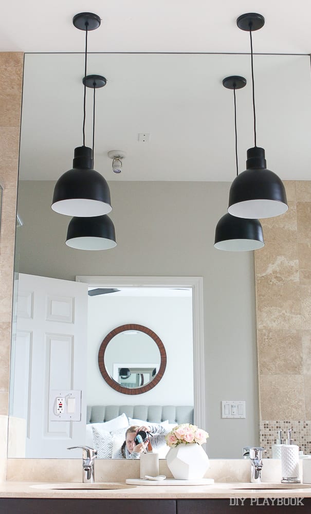 New Pendant Lights in our Master Bathroom