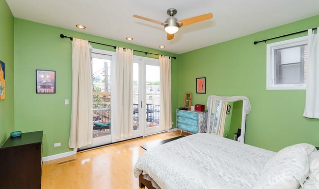 Green master bedroom before makeover