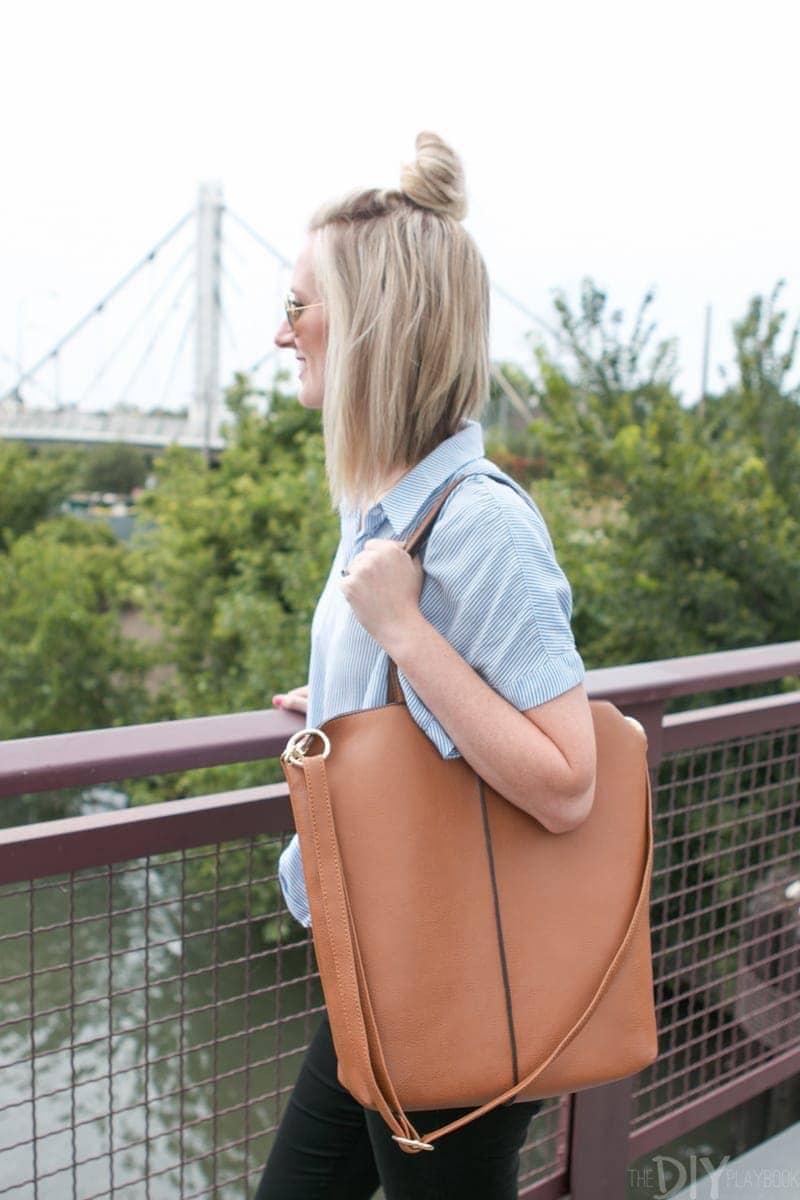 Bridget's crossbody has a shoulder option as well