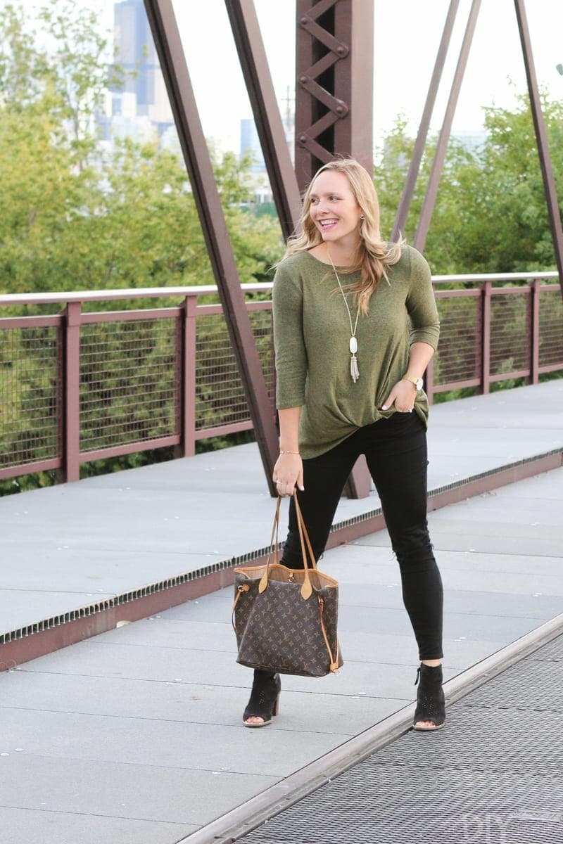 Affiliate links are another way to make money blogging. We could write an aritcle about our favorite fall sweathers - like this green one Casey is wearing - and if someone buys it from the post we make a commission. 