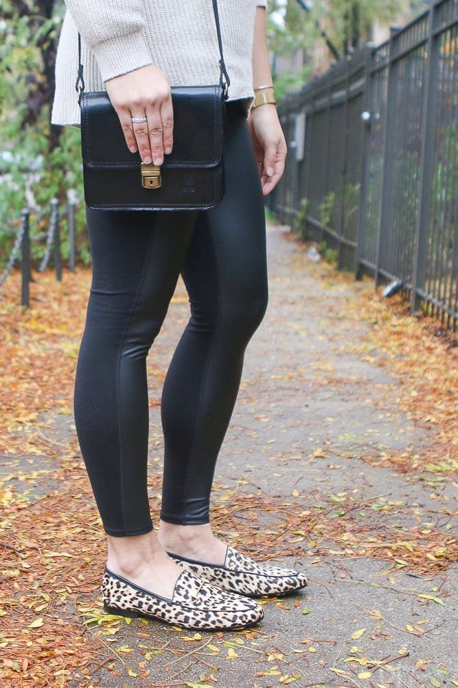 Casey's leggings and leopard shoes