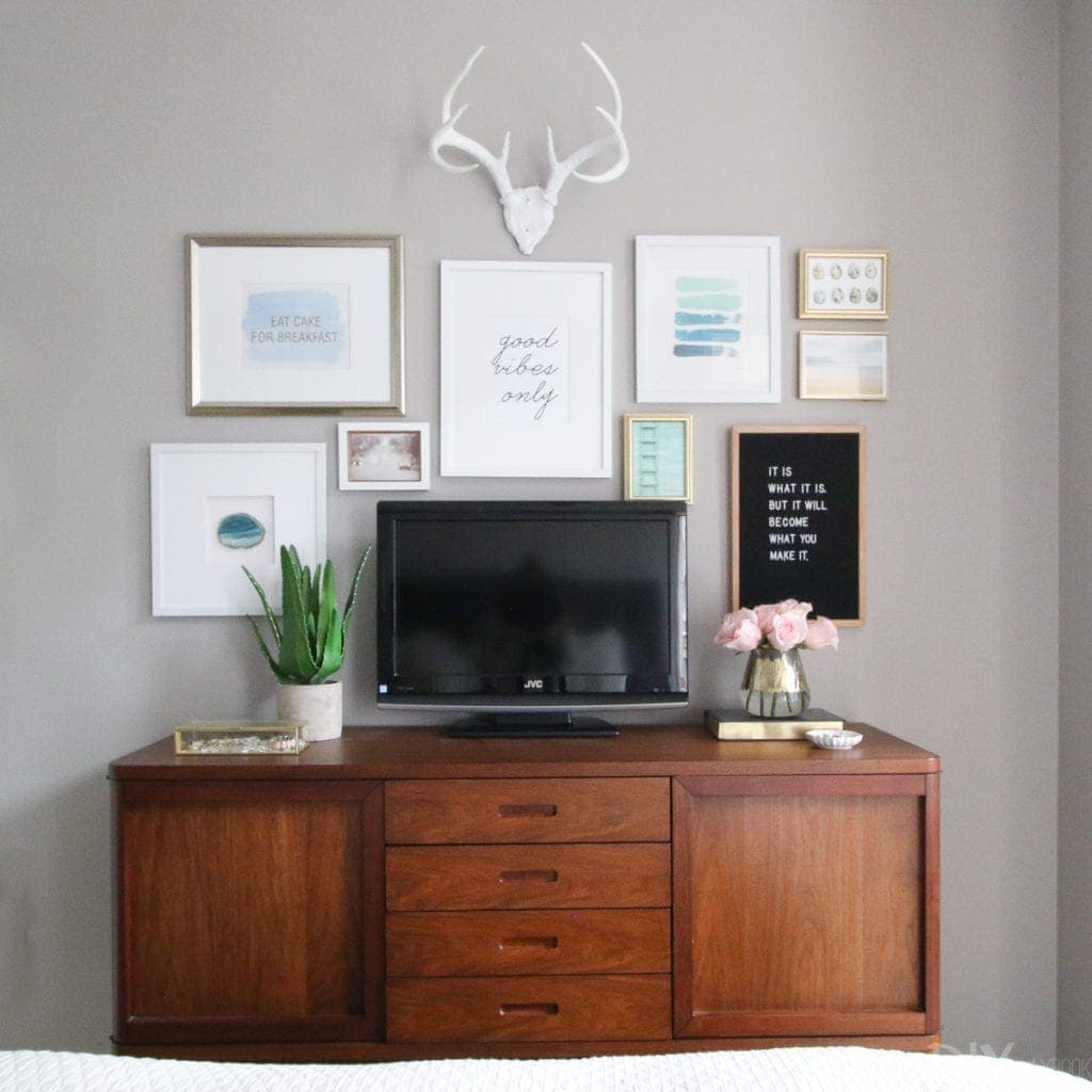 Gallery wall around a TV