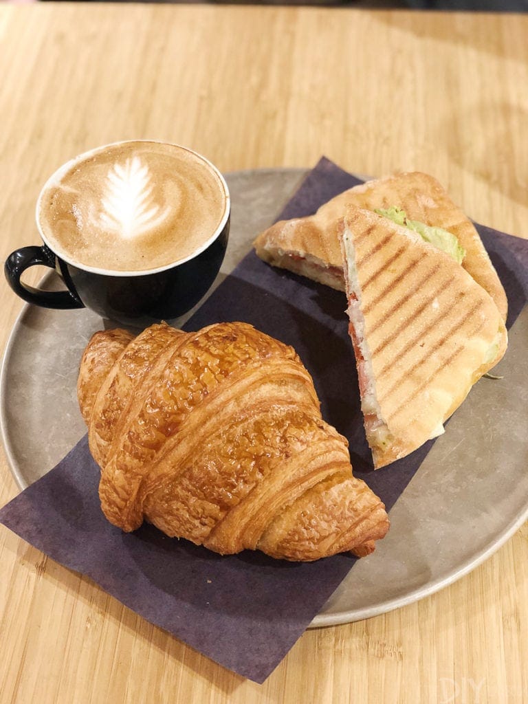 Croissant and latte in Quebec City