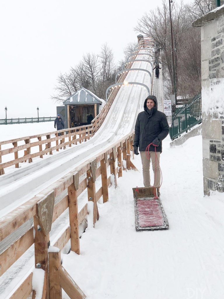 Walking up the Toboggan slide in Quebec City