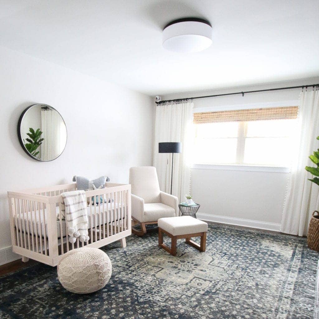 nursery with plaster ceilings and walls