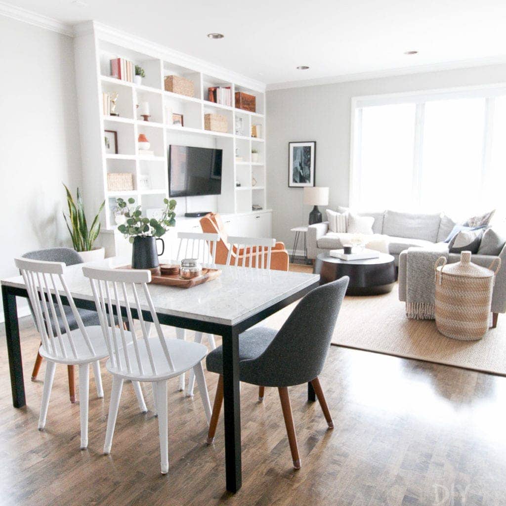 Dining room with marble table