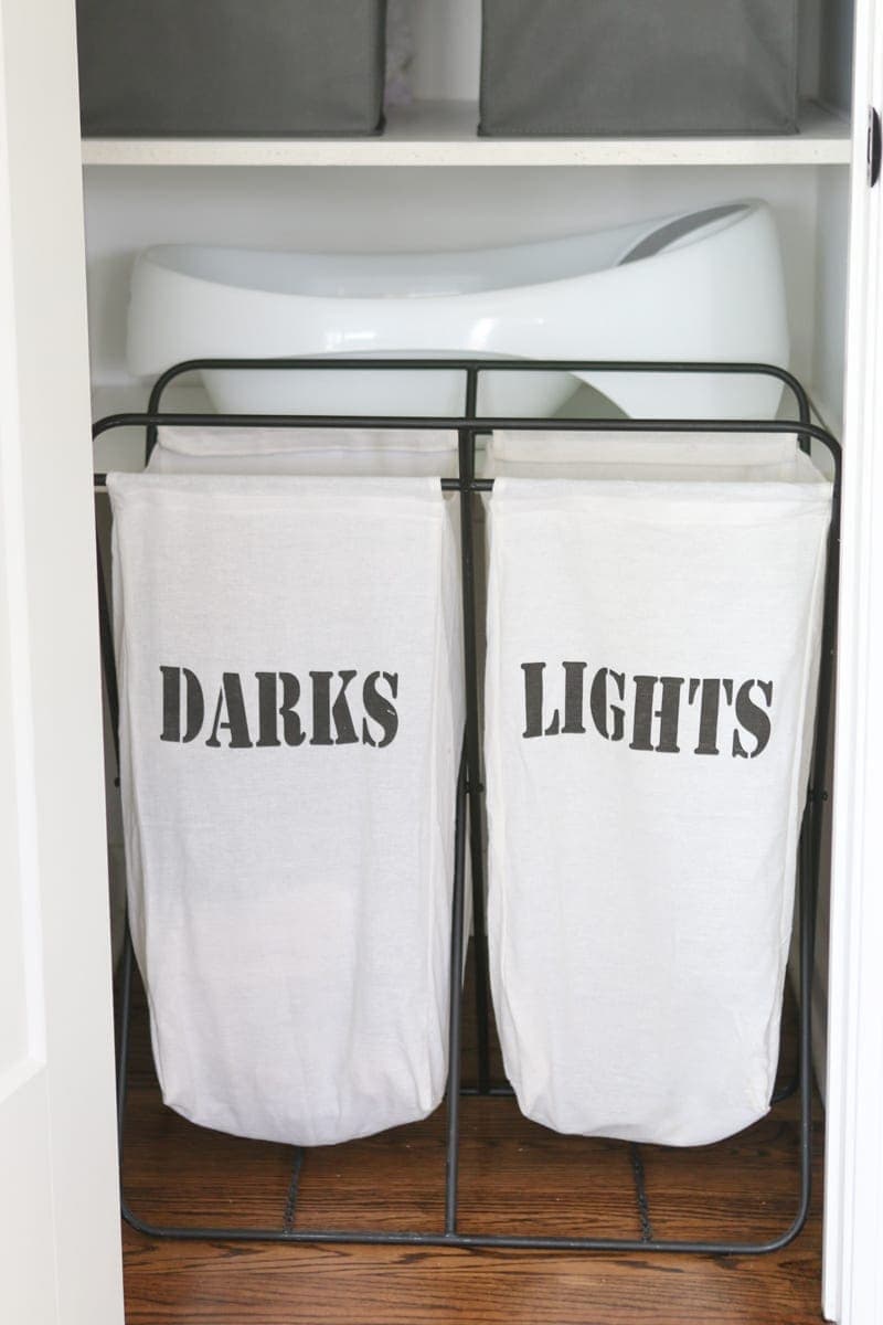 black and white hamper