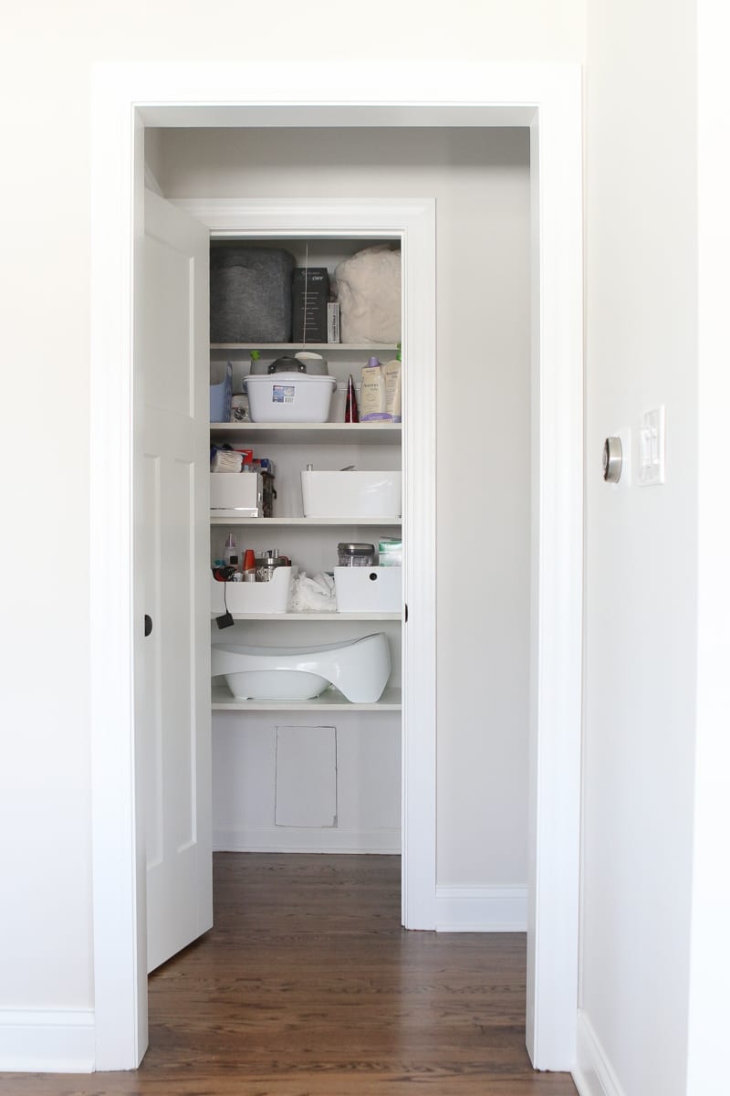 Organizing a linen closet before