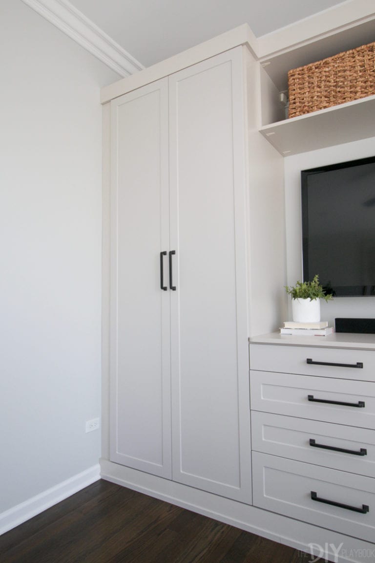 A Wall of Built-Ins in a Master Bedroom