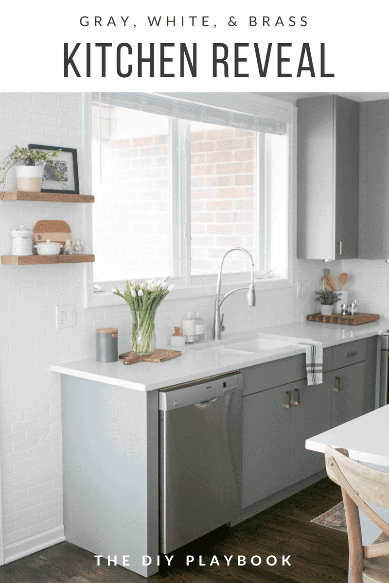 With just a few cosmetic upgrades, this gray kitchen is now light, bright, and ready for entertaining. 