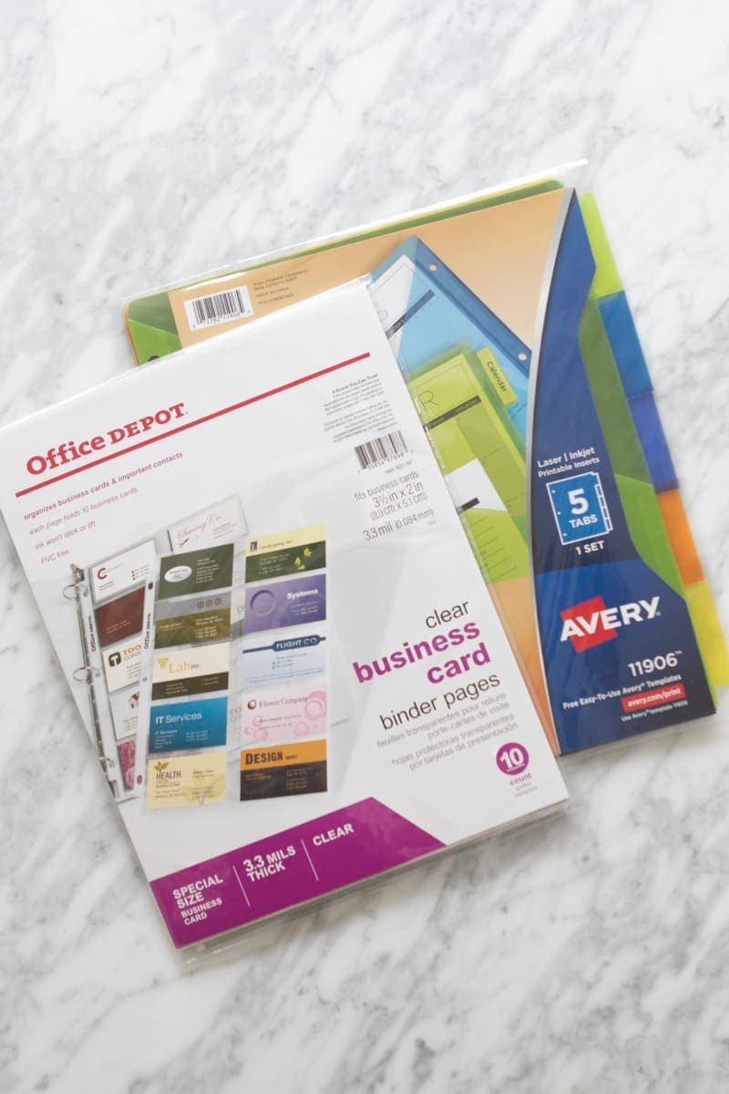 supplies needed to organize gift cards