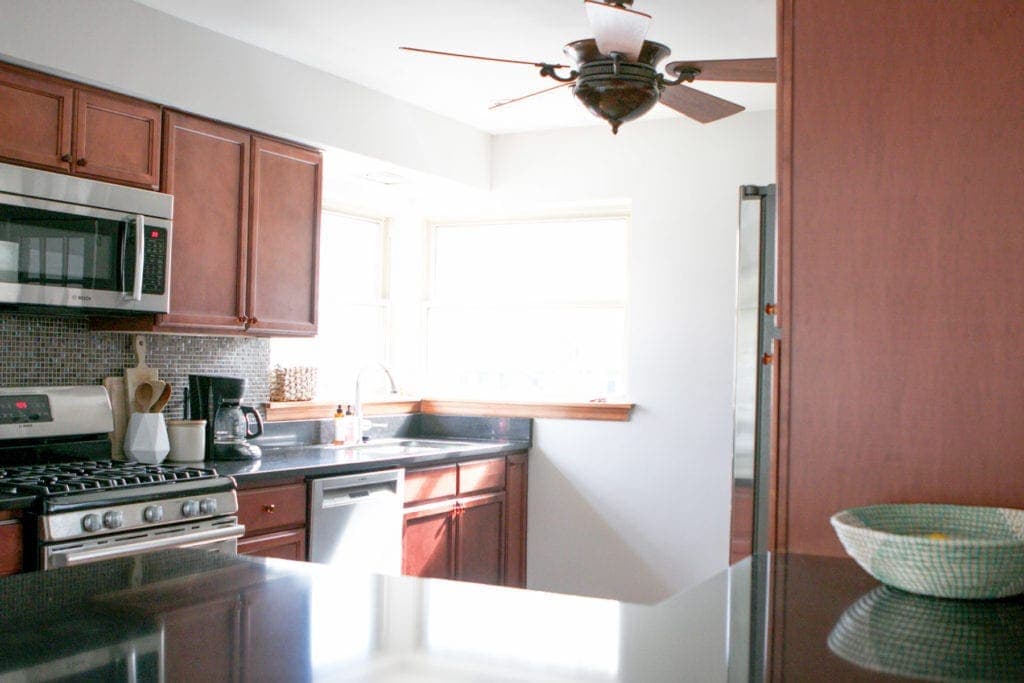 kitchen with plaster walls and ceiling