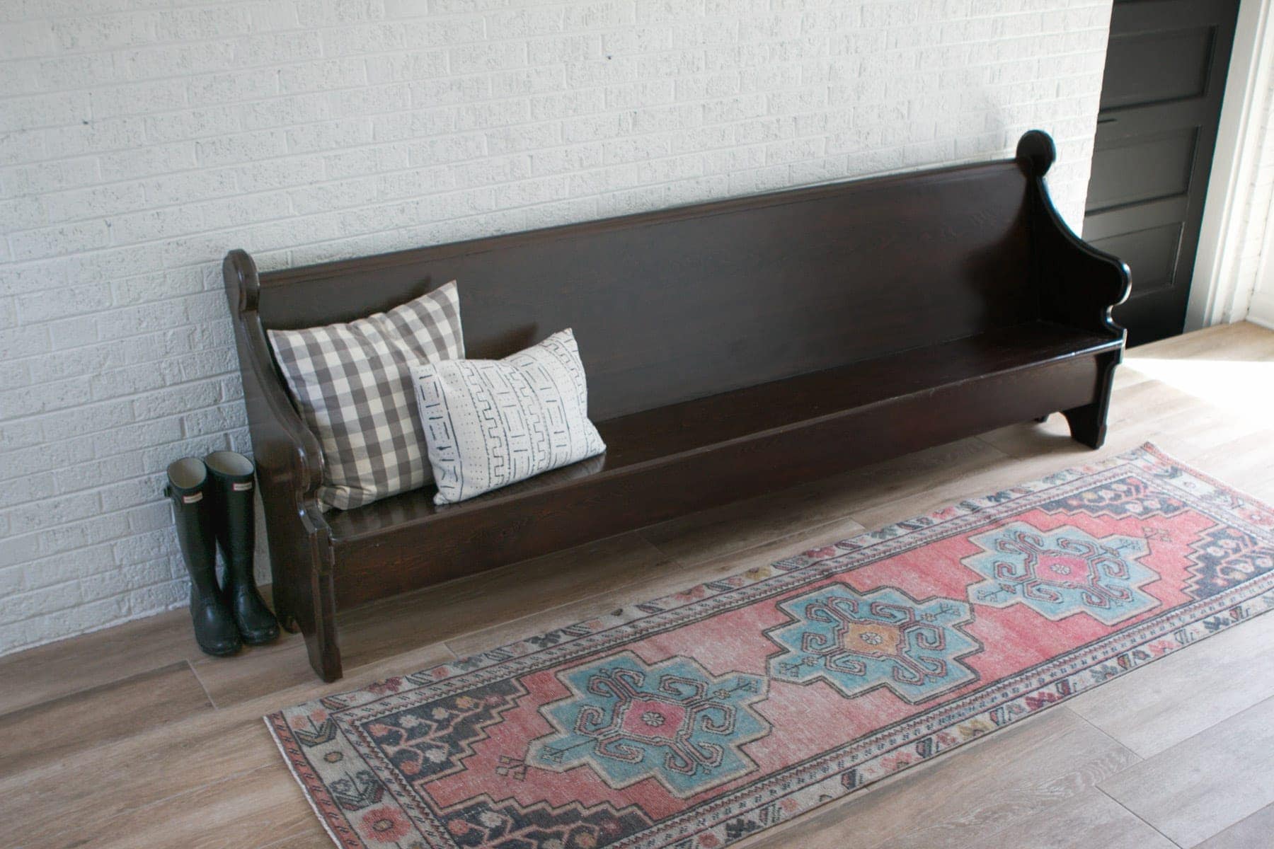 vintage runner in the mudroom