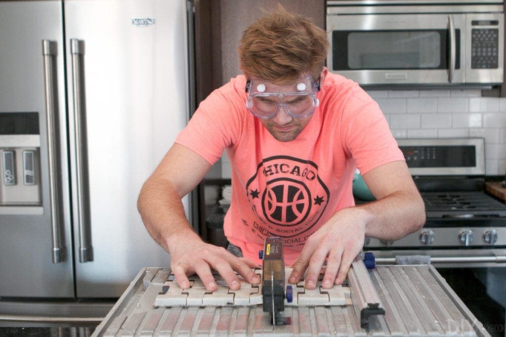 Use a wet saw to make cuts on marble tile
