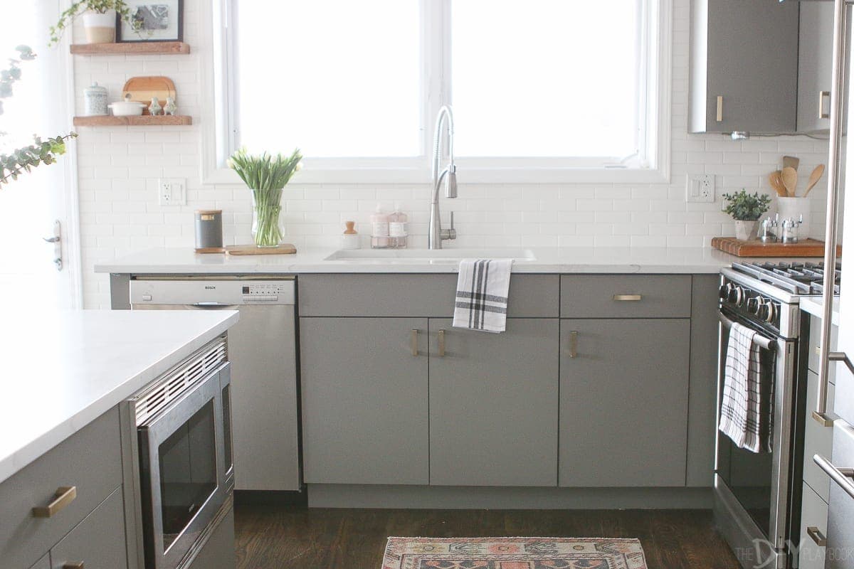If you don't love your kitchen cabinets, you can always paint them like we did in this gray kitchen. 
